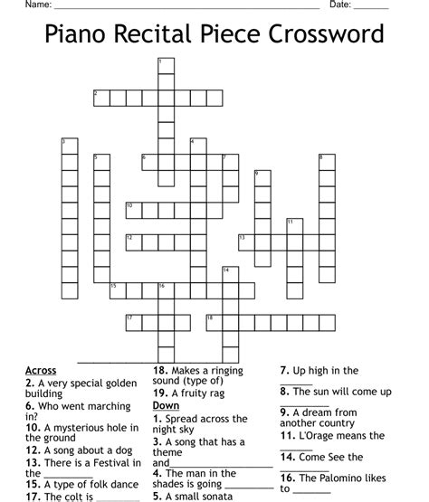 recital pieces crossword|More.